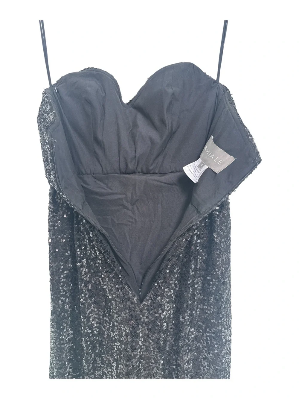 Amsale Formal Gown Black Sequins Strapless Dress